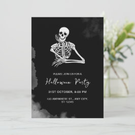 Schwarz-Weiß-Skelett-Halloween-Party Einladung