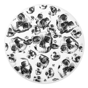 Schwarz-Weiß-Skelett Skelett Skull Art Muster Keramikknauf