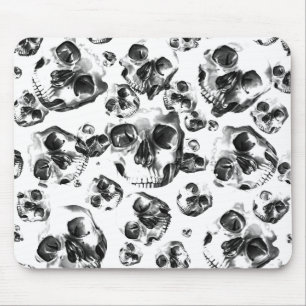 Schwarz-Weiß-Skelett Skelett Skull Art Muster Mousepad