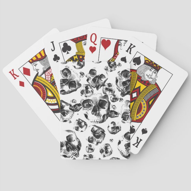 Schwarz-Weiß-Skelett Skelett Skull Art Muster Spielkarten (Rückseite)