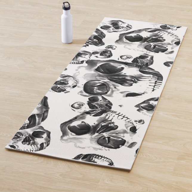 Schwarz-Weiß-Skelett Skelett Skull Art Muster Yogamatte (Beispiel)