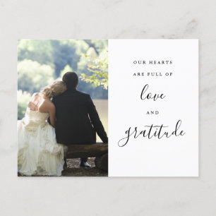 Schwarz-Weiß-Skript-Foto-Hochzeit-Dankeschön Postkarte