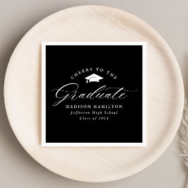 Schwarz-Weiß-Skripte rufen den Absolventen an Serviette