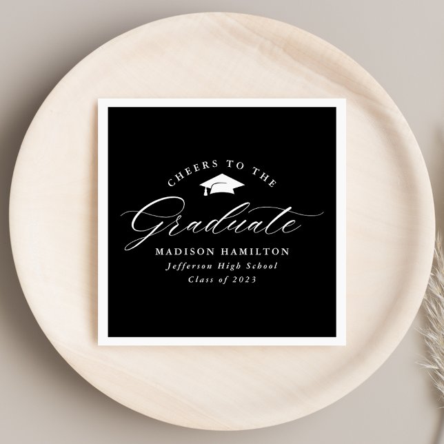 Schwarz-Weiß-Skripte rufen den Absolventen an Serviette (Von Creator hochgeladen)