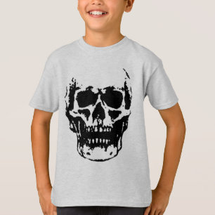 Schwarz-weiß Skull Pop Artwork T-Shirt