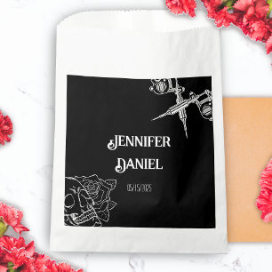 Schwarz-Weiß-Skull-Tattoo-Hochzeit Geschenktütchen