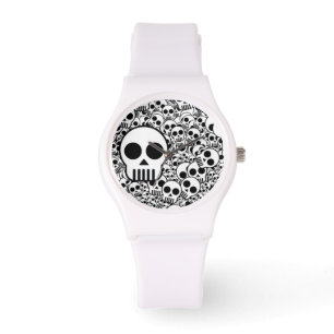 Schwarz-Weiß-Skull-Uhr Armbanduhr
