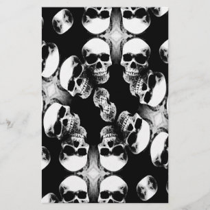 Schwarz-Weiß-Skulls Briefpapier