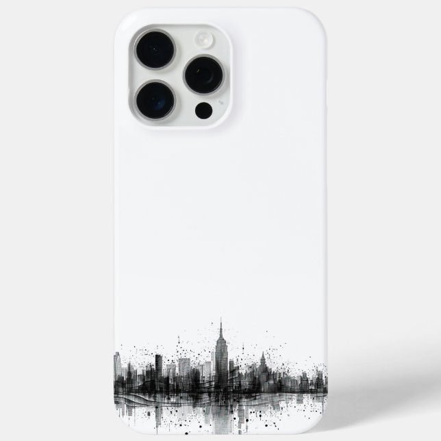 Schwarz-Weiß-Skyline Case-Mate iPhone Hülle (Rückseite)