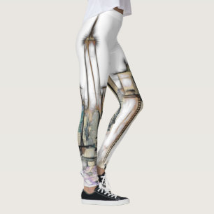 Schwarz-Weiß-Skyline New York City Zeichnung Leggings