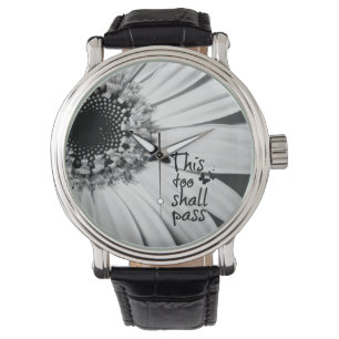 Schwarz-Weiß-Sonnenblumen mit Zitat Armbanduhr