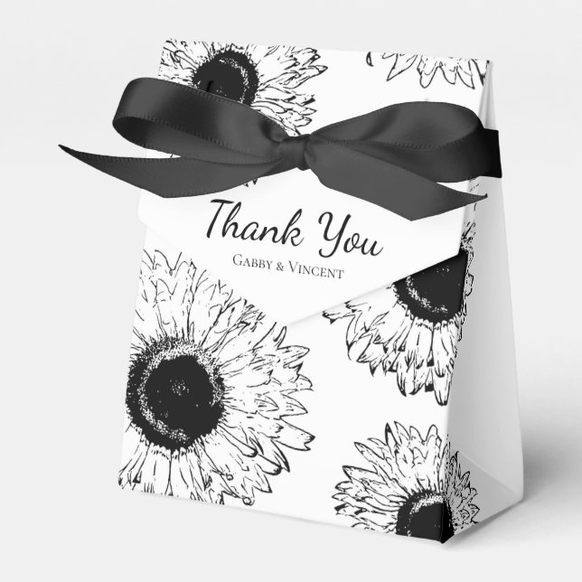 Schwarz-Weiß-Sonnenblumen-Party Geschenkschachtel (Vorderseite)