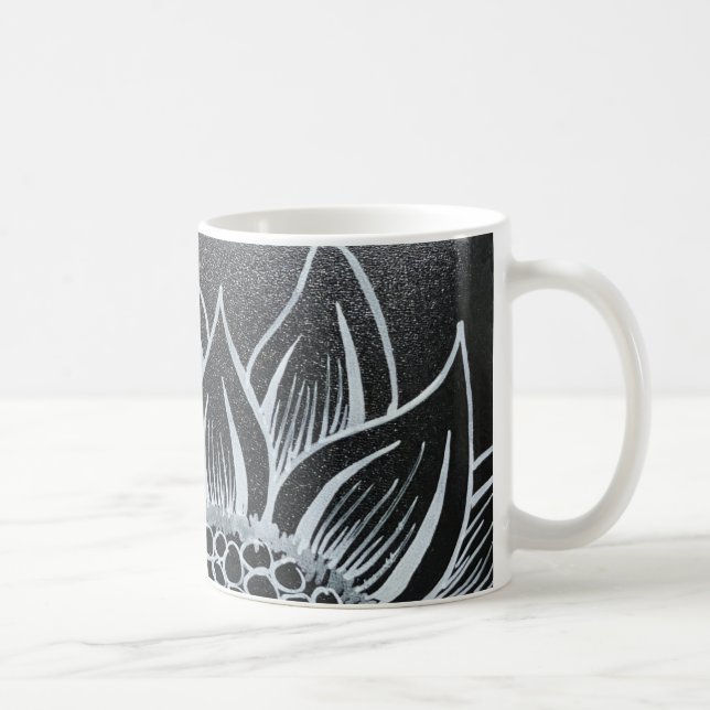 Schwarz-Weiß-Sonnenblumen-Tasse Kaffeetasse (Rechts)
