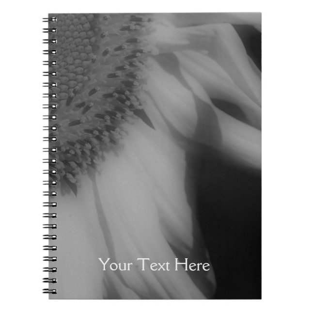 Schwarz-Weiß-Sonnenblumenblätter-Notebook Notizblock (Vorderseite)