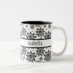 Schwarz-Weiß-Sonnenscheinwerfer-Muster Zweifarbige Tasse