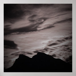 Schwarz-Weiß-Sonnenuntergang-Poster Poster