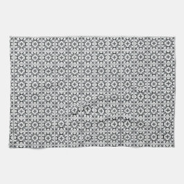 Schwarz-Weiß-Spanisch-Stilfliesen Geschirrtuch