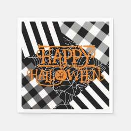 Schwarz-Weiß-Spiderweb-Patchwork-Halloween-Party Serviette