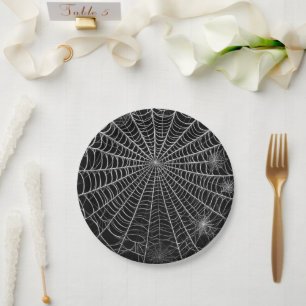 Schwarz & Weiß Spiderwebs Spinnennetz Halloween Pappteller