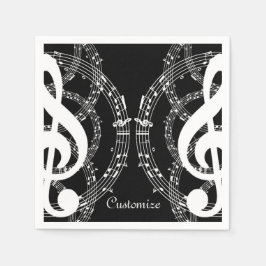 Schwarz-Weiß-Spiegelbild-Musik Napkins Serviette