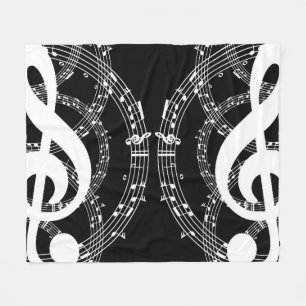 Schwarz-Weiß-Spiegelmusik Fleecedecke