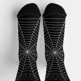 Schwarz-Weiß-Spinnennetz Halloween-Muster Socken