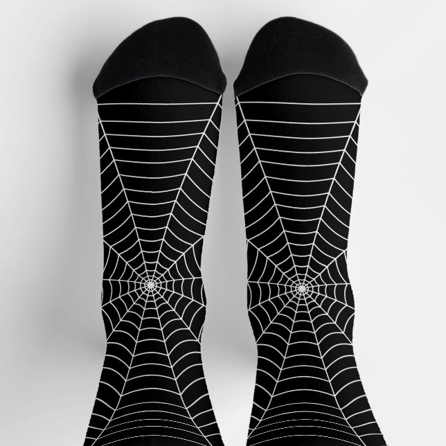 Schwarz-Weiß-Spinnennetz Halloween-Muster Socken (Oben)