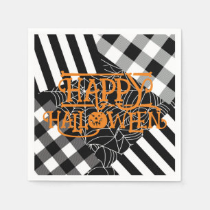 Schwarz-Weiß-Spinnennetz-Patchwork-Halloween-Party Serviette