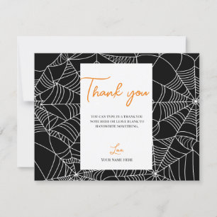 Schwarz-weiß Spinngewebe Halloween Danke Einladung