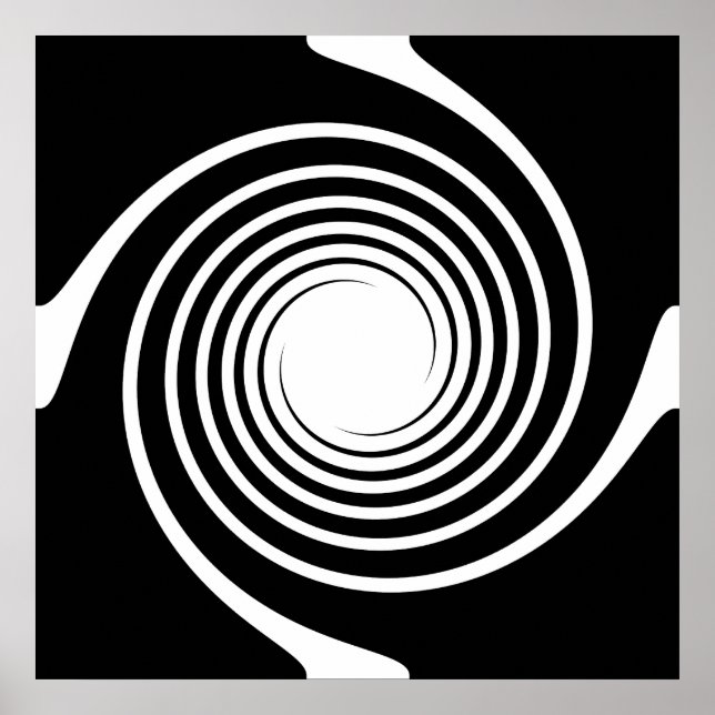 Schwarz-Weiß-Spiral-Design. Poster (Vorne)