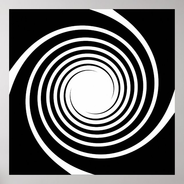 Schwarz-Weiß-Spiral-Design. Poster (Vorne)