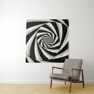 Schwarz-Weiß-Spiral Wandteppich