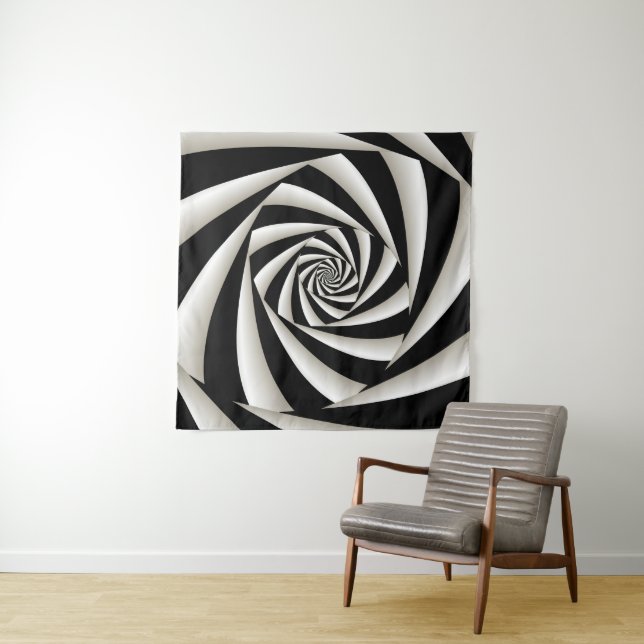 Schwarz-Weiß-Spiral Wandteppich (Beispiel)