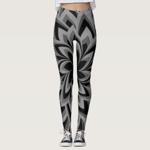 SCHWARZ-WEIß-SPIRALBLUMEN LEGGINGS