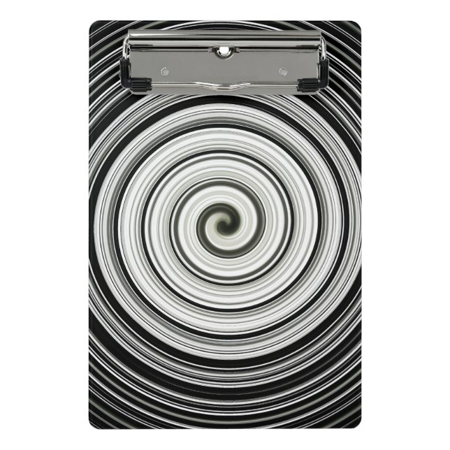 Schwarz-Weiß-Spirale Mini Klemmbrett (Vorderseite)