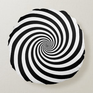 Schwarz-Weiß-Spirale mit kreisförmigem Hintergrund Rundes Kissen