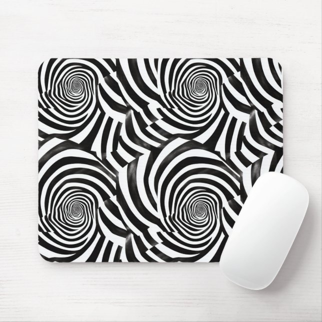 Schwarz-Weiß-Spiralen Mousepad (Mit Mouse)