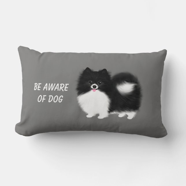 Schwarz-Weiß-Spitz - Hunde im Auge Lendenkissen (Vorderseite)