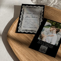 Schwarz-Weiß-Spitzen-Doily-Foto-QR-Code-Hochzeit
