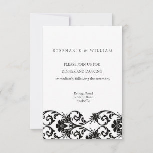 Schwarz-Weiß-Spitzen-Hochzeitskarte Einladung