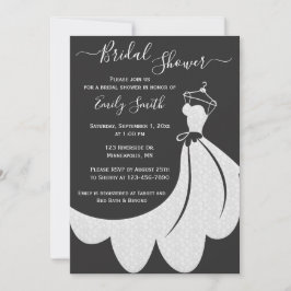 Schwarz-Weiß-Spitzen-Hochzeitskleid Brautparty Einladung