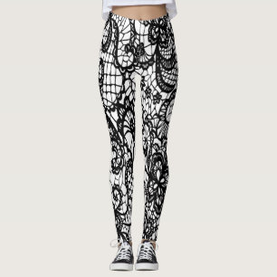 Schwarz-Weiß-Spitzen-Leggings STARTEN HERAUS Leggings