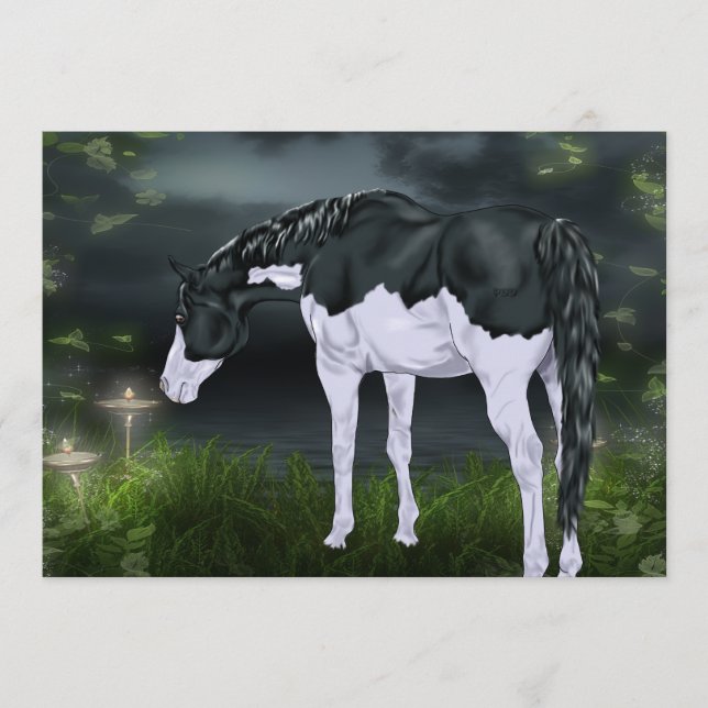 Schwarz-Weiß-Splash-Rahmen Paint Horse Print (Vorderseite)