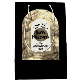 Schwarz-weiß Spooky Spider Bat Moon Happy Hallowee Mittlere Geschenktüte