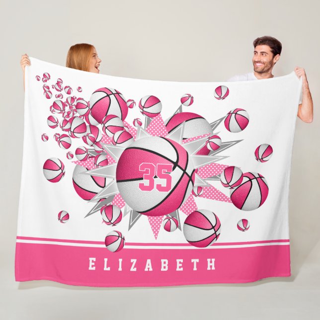 Schwarz-Weiß-Sportstube Mädchen Basketball-Blown Fleecedecke (Beispiel)