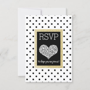 Schwarz Weiß SPOT Gold Herz RSVP einfach elegant Karte