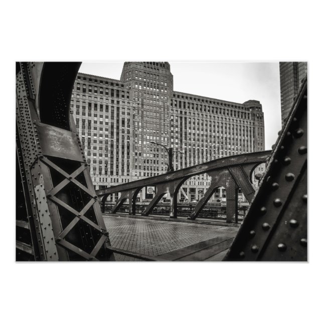Schwarz-Weiß-Stadt Chicago City View Fotodruck (Vorne)
