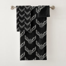 Schwarz-Weiß-Stamm-Fliegenschale Badhandtuch Set