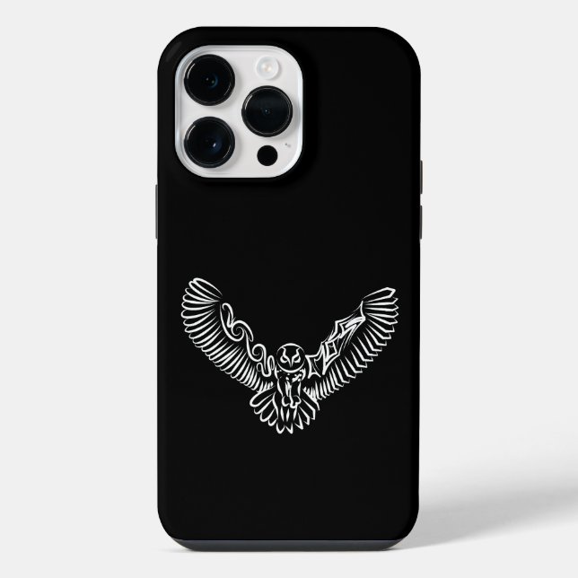 Schwarz-Weiß-Stamm-Fliegenschale iPhone 14 Pro Max Hülle (Rückseite)