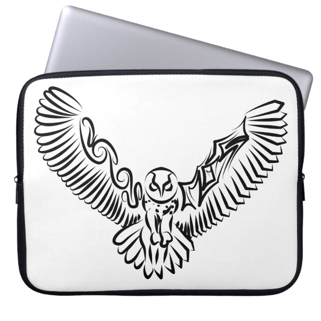 Schwarz-Weiß-Stamm-Fliegenschale Laptopschutzhülle (Vorderseite)